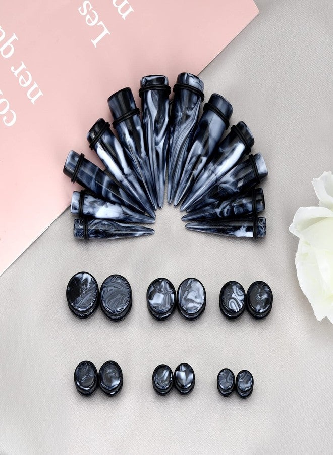 Qmcandy 24pcs Big Gauge Taper Kit Ear Stretching 00G-20mm Large Acrylic Tunnel Plug Set, Black White - Image 2